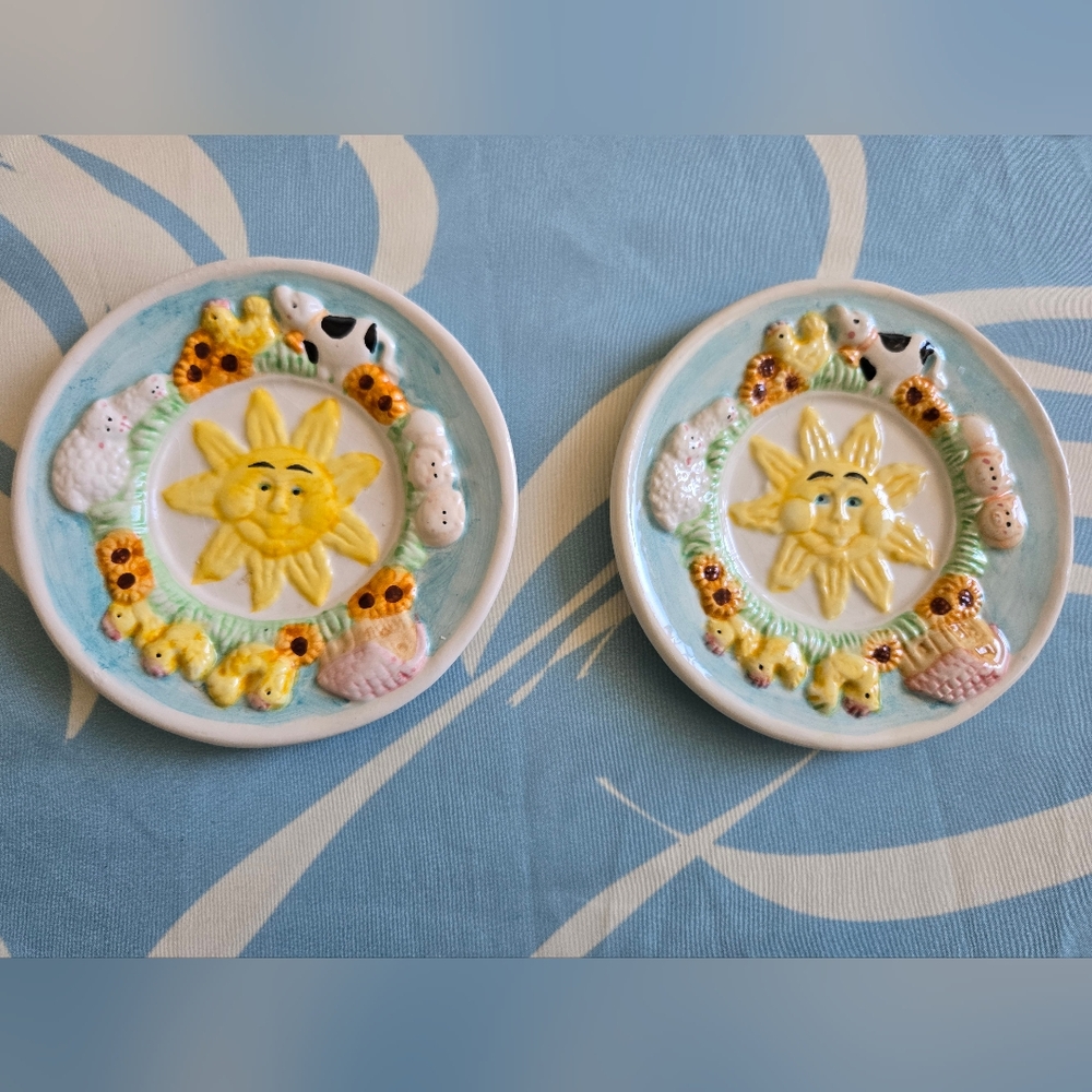 Mercuries 1994 Sunshine Ceramic Plates with Farm Animal Design